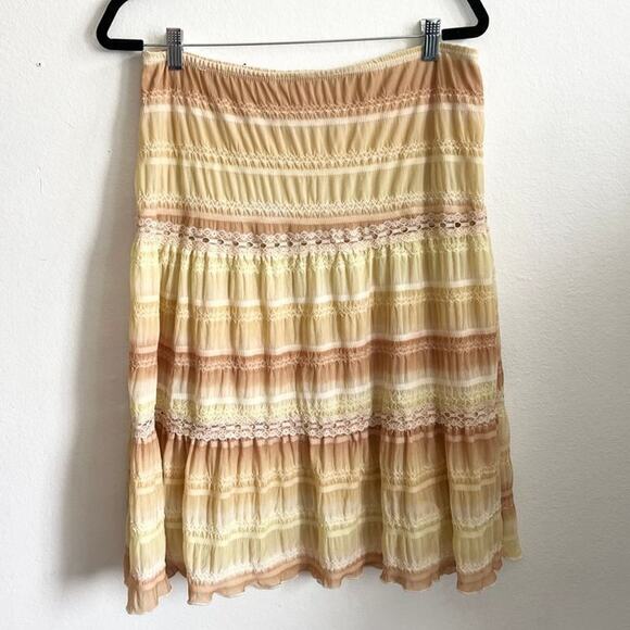 Vintage Tiered Maxi Skirt, Cottagecore Boho Prairie Y2K Hippie Large - Picture 1 of 4